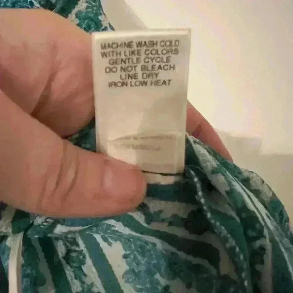 Chelsea &  Violet Green & White Stripped Floral Sleeveless Halter Blouse size L - Picture 5 of 7